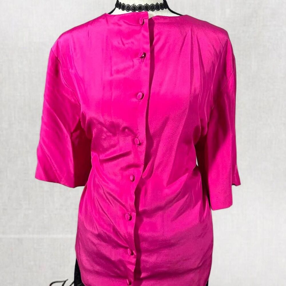 Barbiecore Hot Pink Full Button Up Blouse